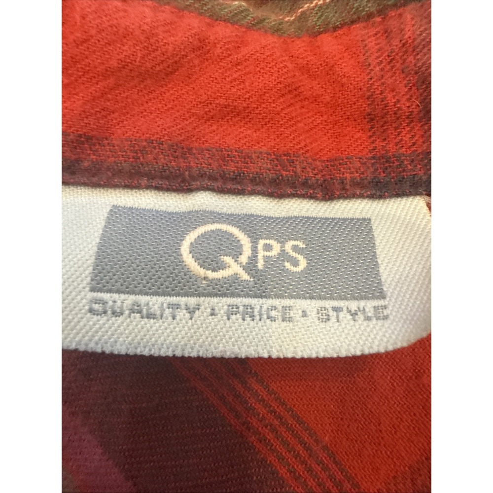 QPS Multicolor Plaid Button Up Shirt Embroidered Floral Boho Western Sz M Countr - Picture 7 of 10